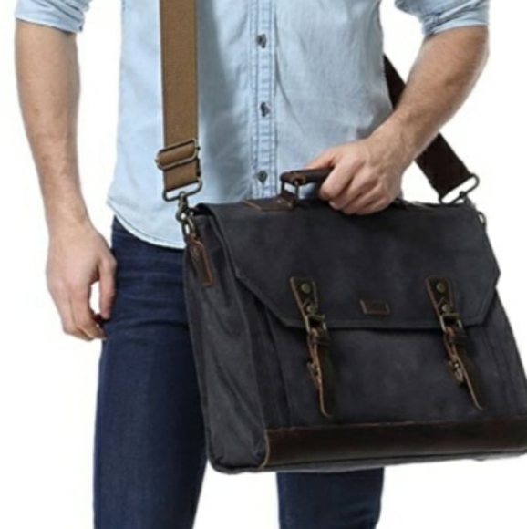 🌟Best Seller🌟 Waxed Canvas Leather Bag Work - Picture 3 of 11